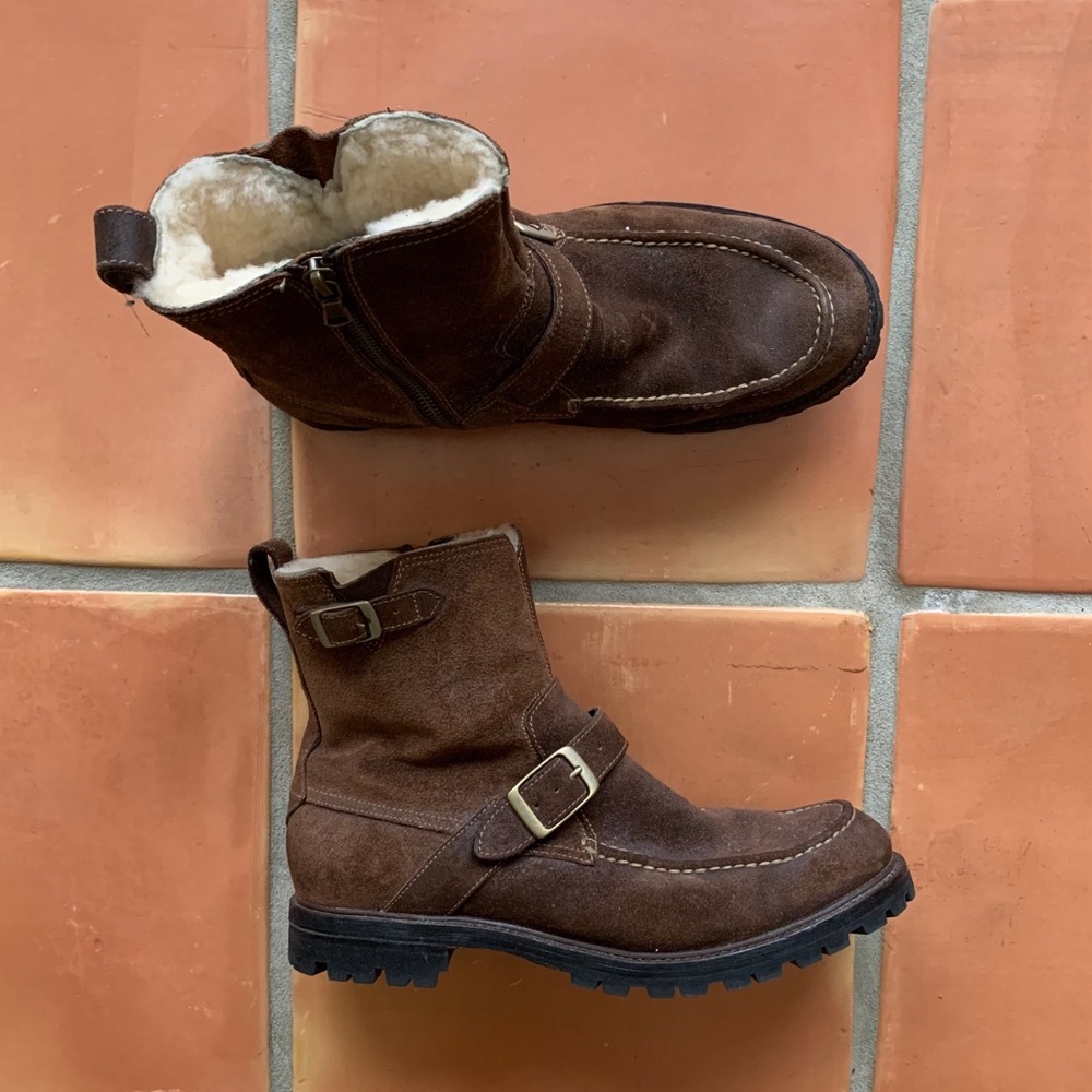 John Varvatos Suede Men’s Shearling Brown Boots